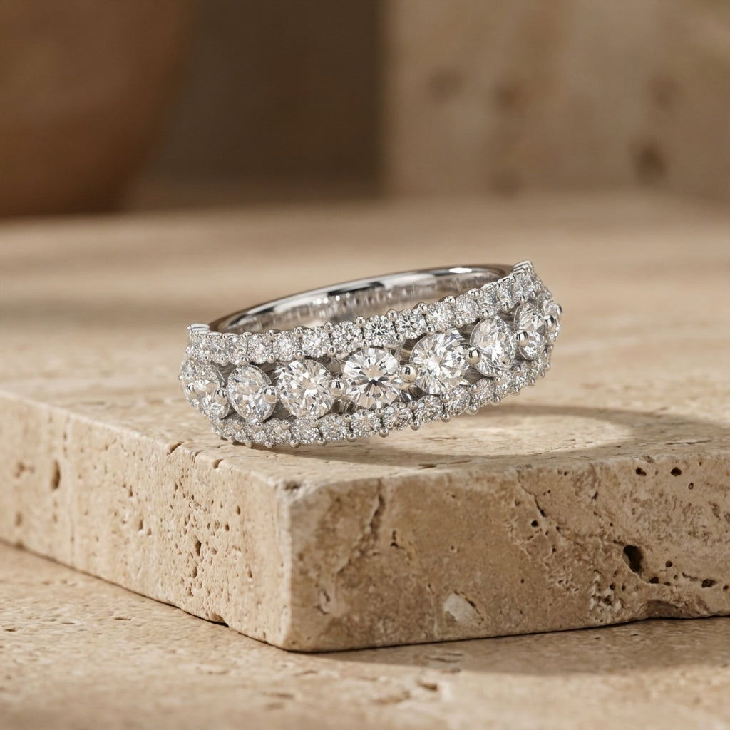 18K Rose Gold Eternity Round Diamond Ring