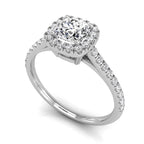 18K Halo Round Diamond Ring — 3D VIEW