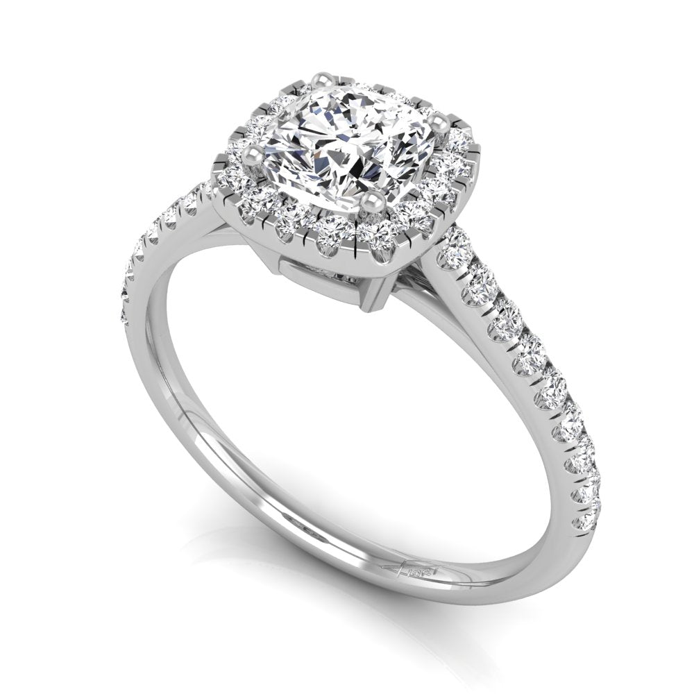18K Halo Round Diamond Ring — 3D VIEW
