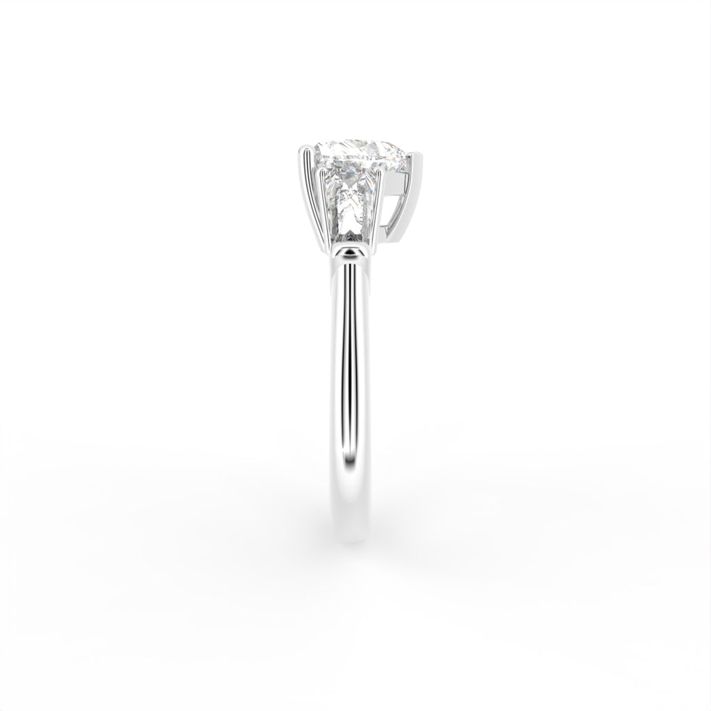 18K Trilogy Heart Diamond Ring — SIDE