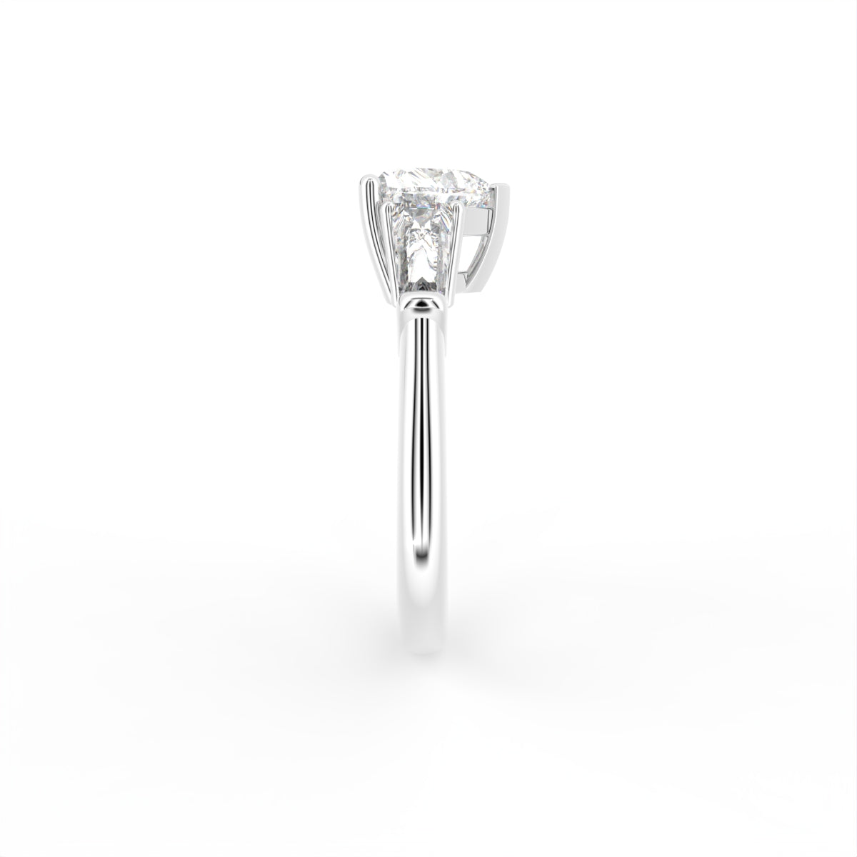 18K Trilogy Heart Diamond Ring — SIDE