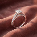 18K Princess Cut Diamond Shoulder Set Ring — AI cloth, in-house