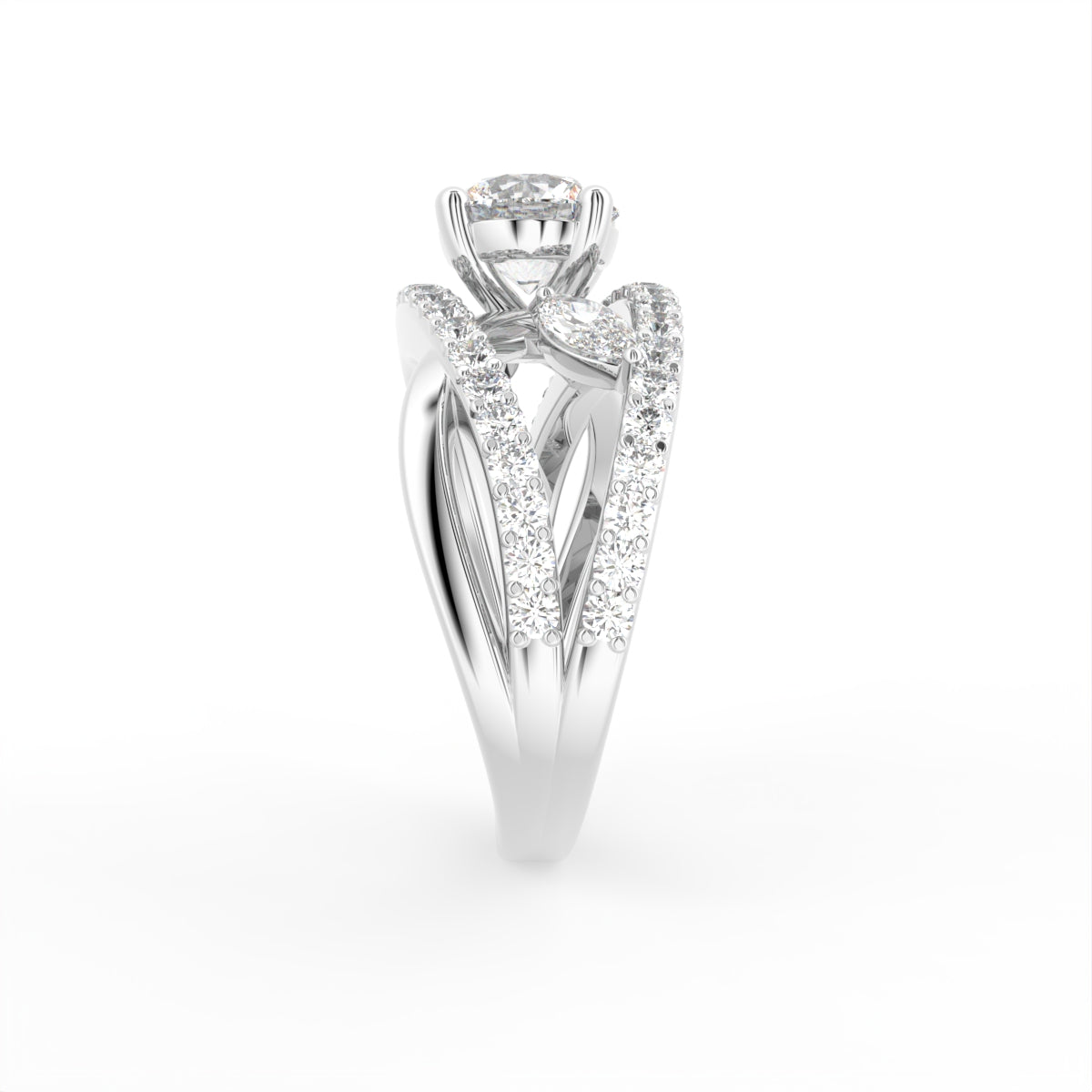 18K Bespoke Round Diamond Ring — SIDE