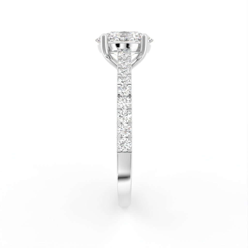 18K Solitaire Oval Diamond Engagement Ring — SIDE