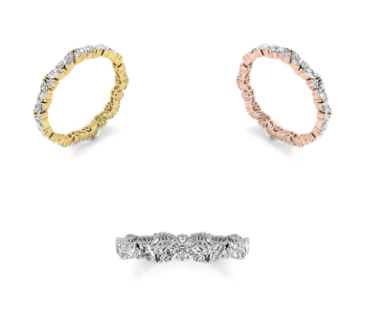 18K Full Eternity Round Diamond Ring — 3 COLOR