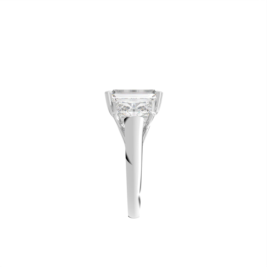 18K Trilogy Diamond Engagement Ring — SIDE