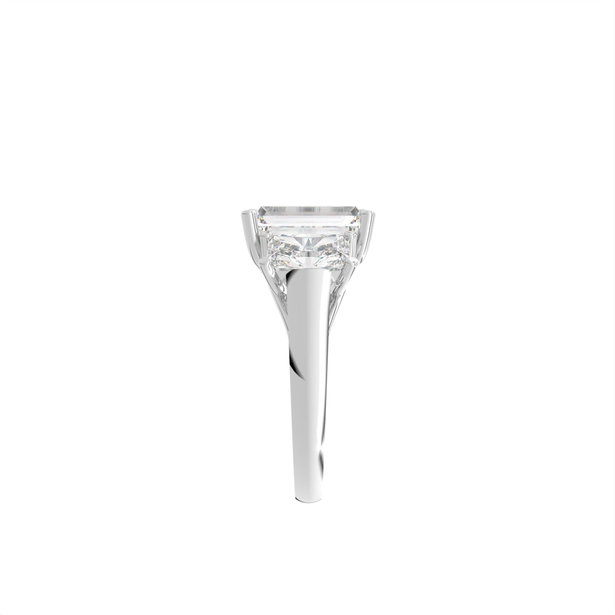 18K Trilogy Diamond Engagement Ring — SIDE
