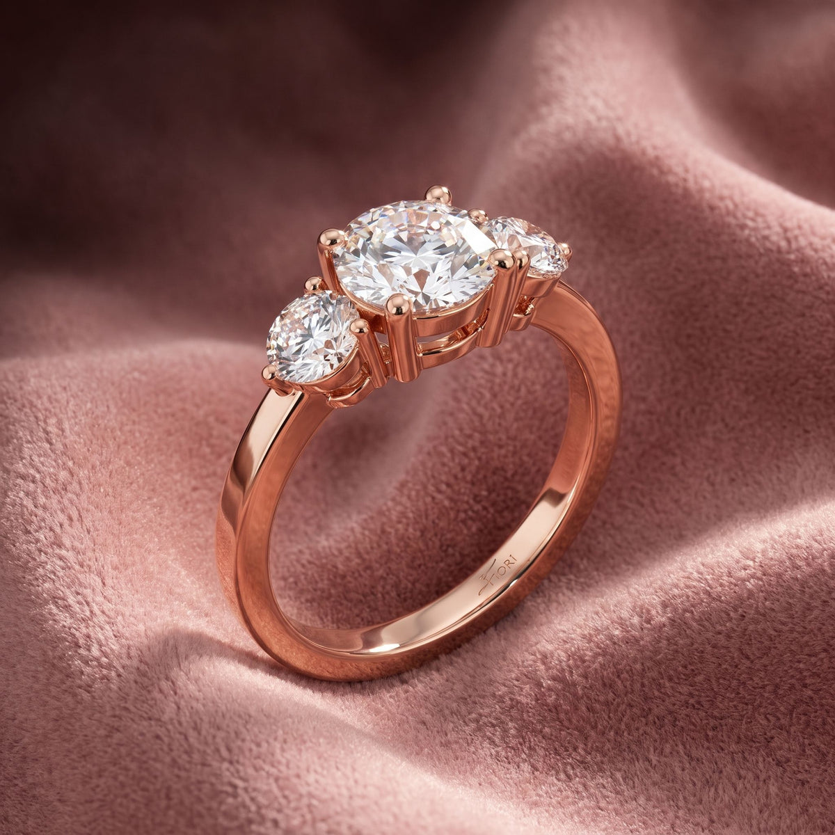 18K Trilogy Diamond Ring — AI cloth, in-house