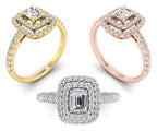18K Halo Diamond Engagement Ring — 3 COLOR