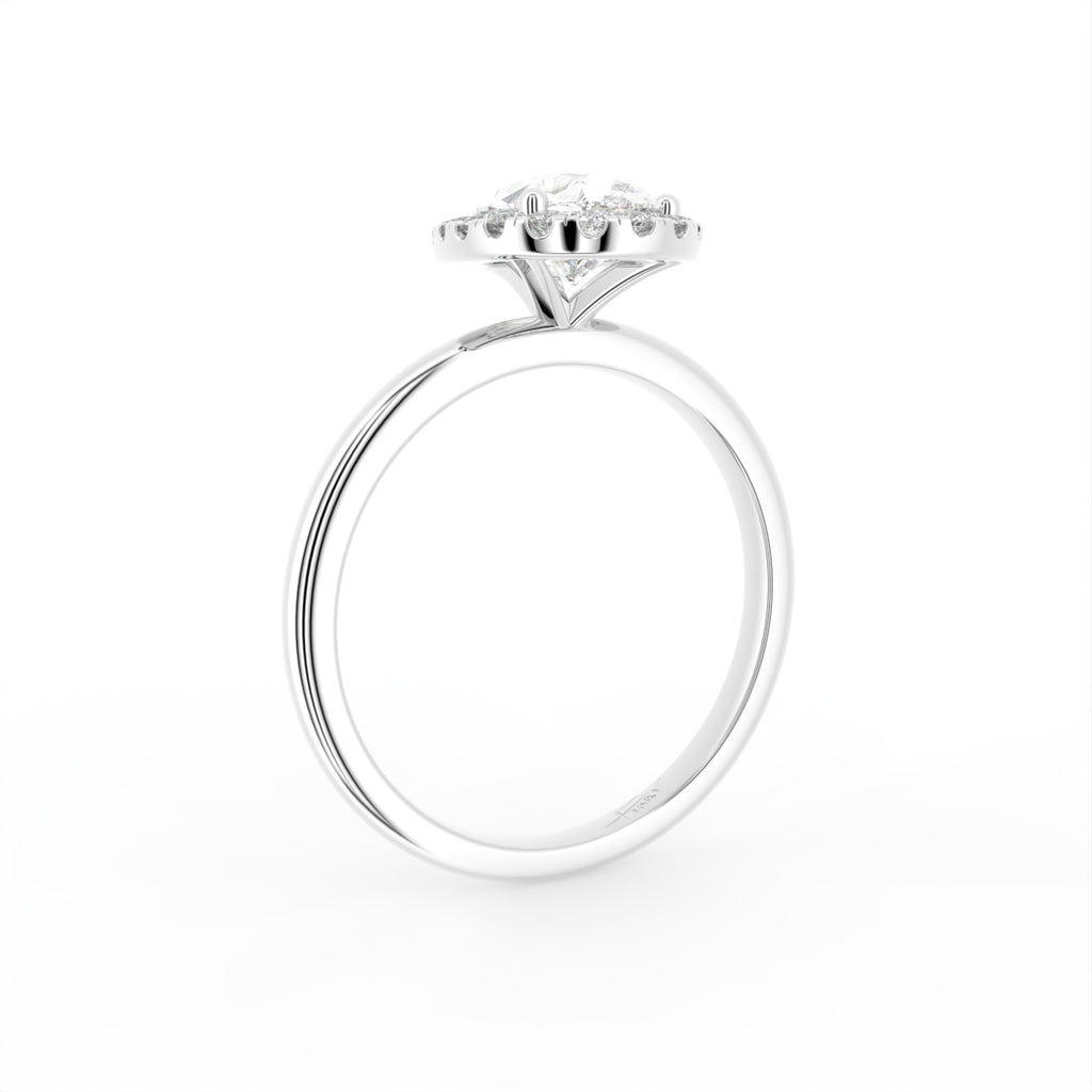 vimg:Z00228|18K Halo Pear Diamond Engagement Ring — 3D VIEW