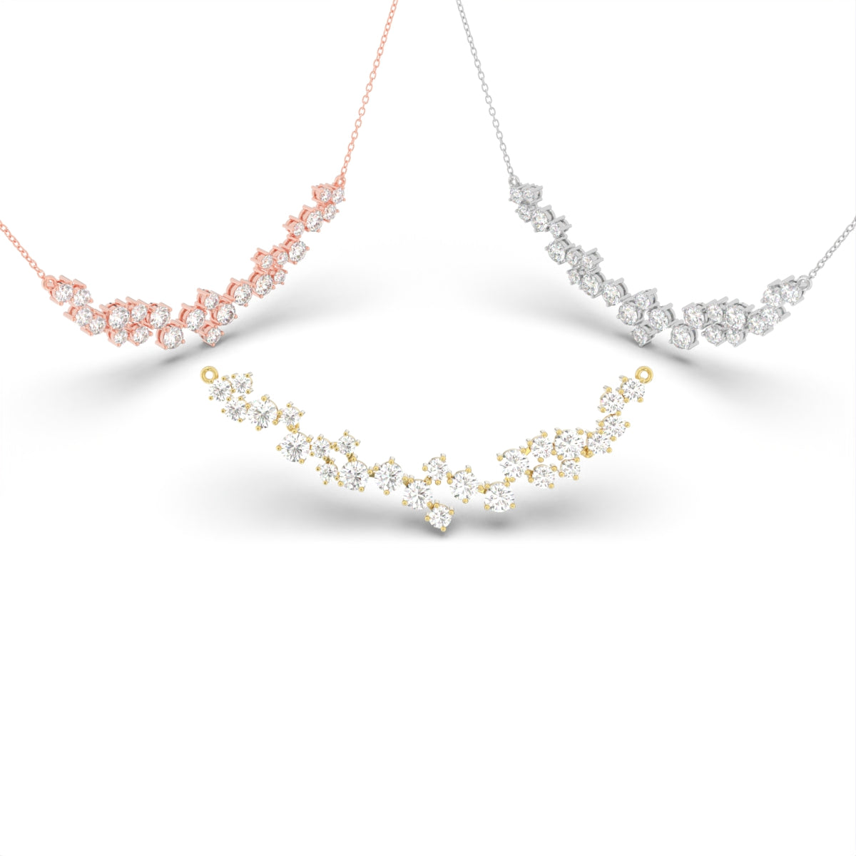 18K Bespoke Cluster Diamond Pendant — 3 COLOR