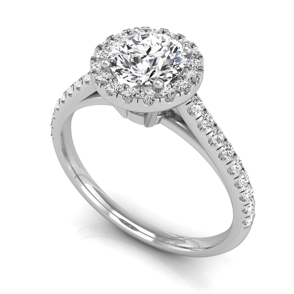 18K Halo Round Diamond Ring — 3D VIEW