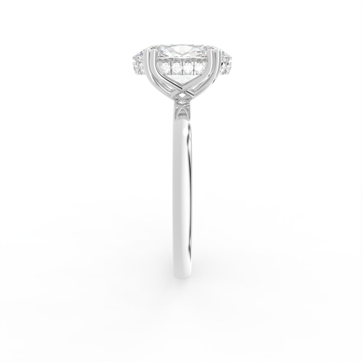 18K Solitaire Oval Diamond Engagement Ring — SIDE