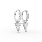 18K White Gold Triangle Diamond Drop Earrings — 3D VIEW