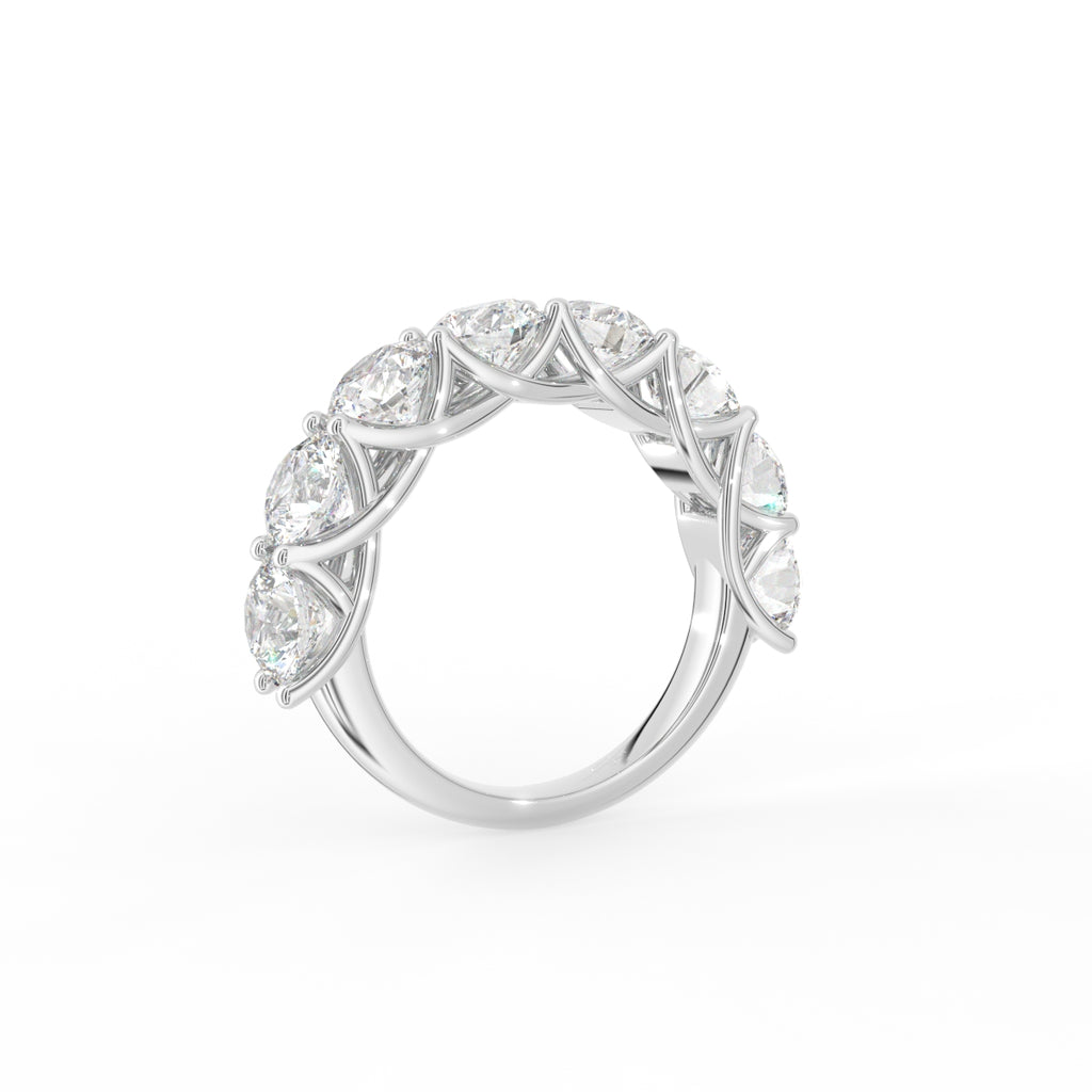 18K Half Eternity Round Diamond Ring — 3D VIEW