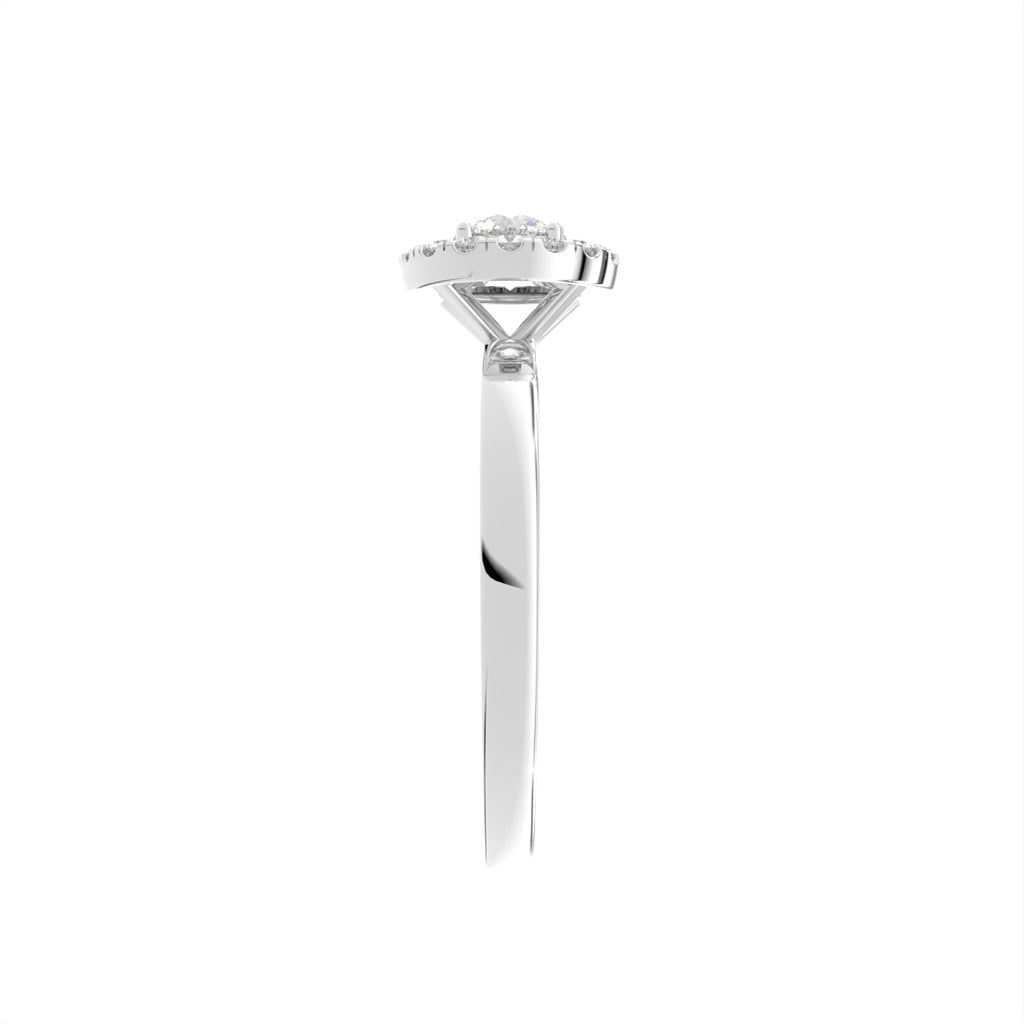 18K Halo Round Diamond Ring — SIDE