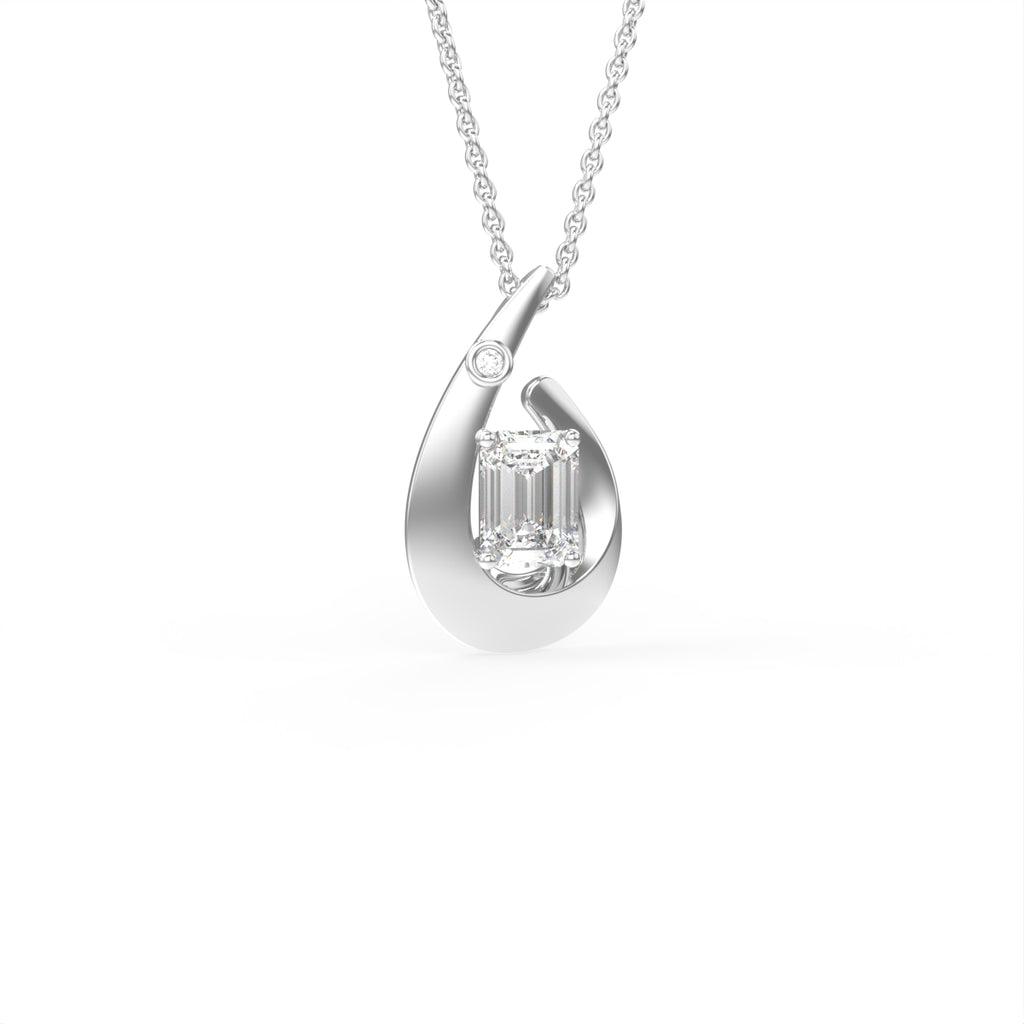 18K Bespoke Emerald Diamond Pendant — 3D VIEW