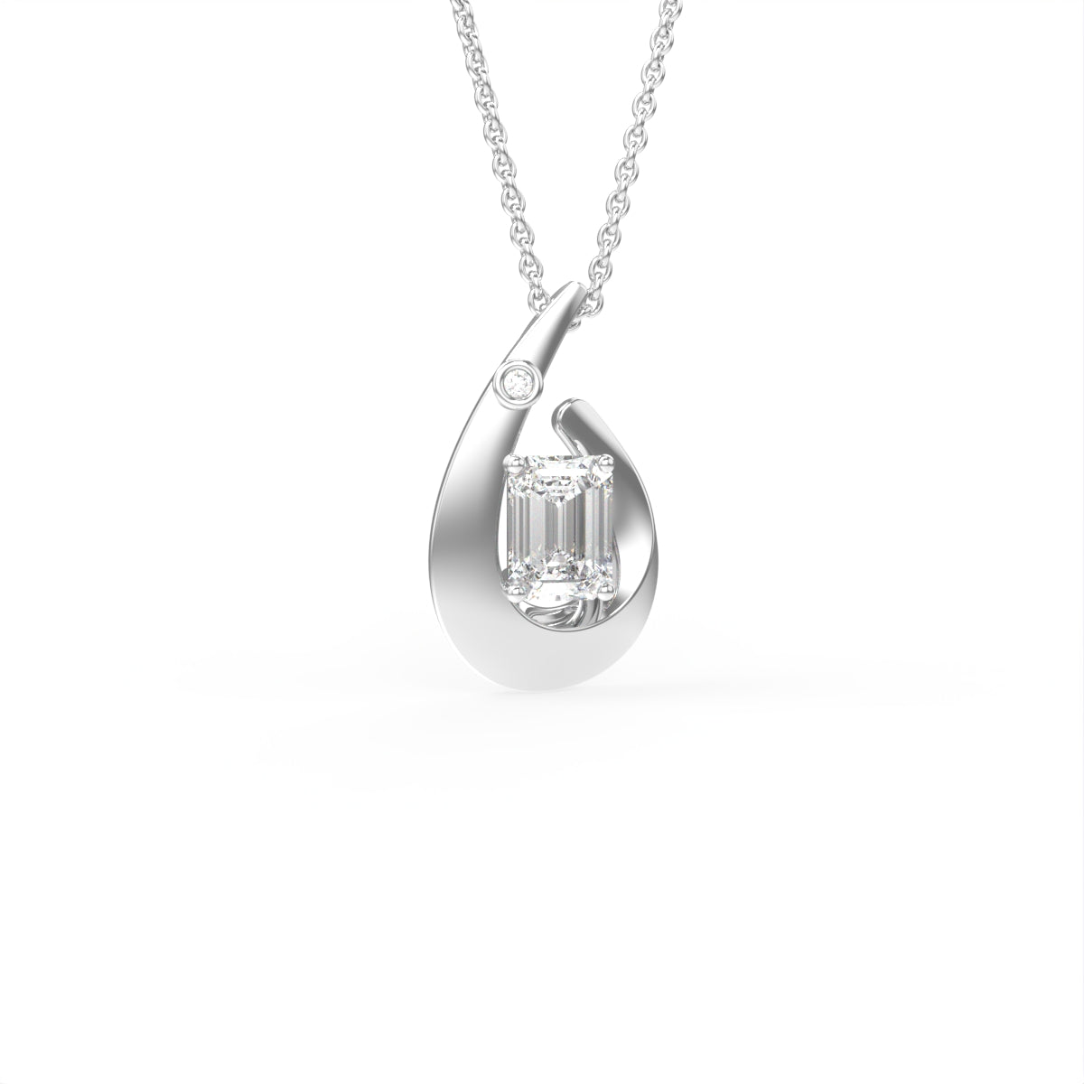 18K Bespoke Emerald Diamond Pendant — 3D VIEW