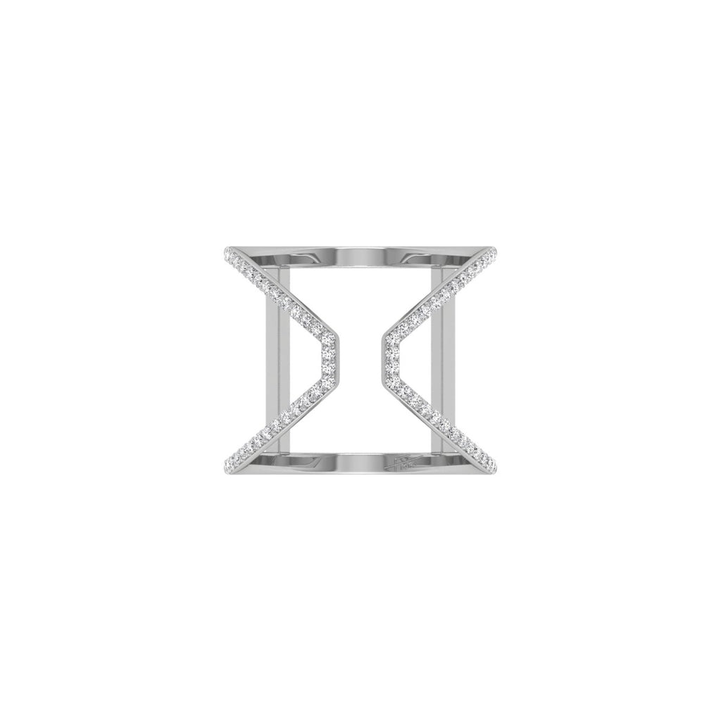 18K Rose Gold Round Diamond Crossover Ring — TOP