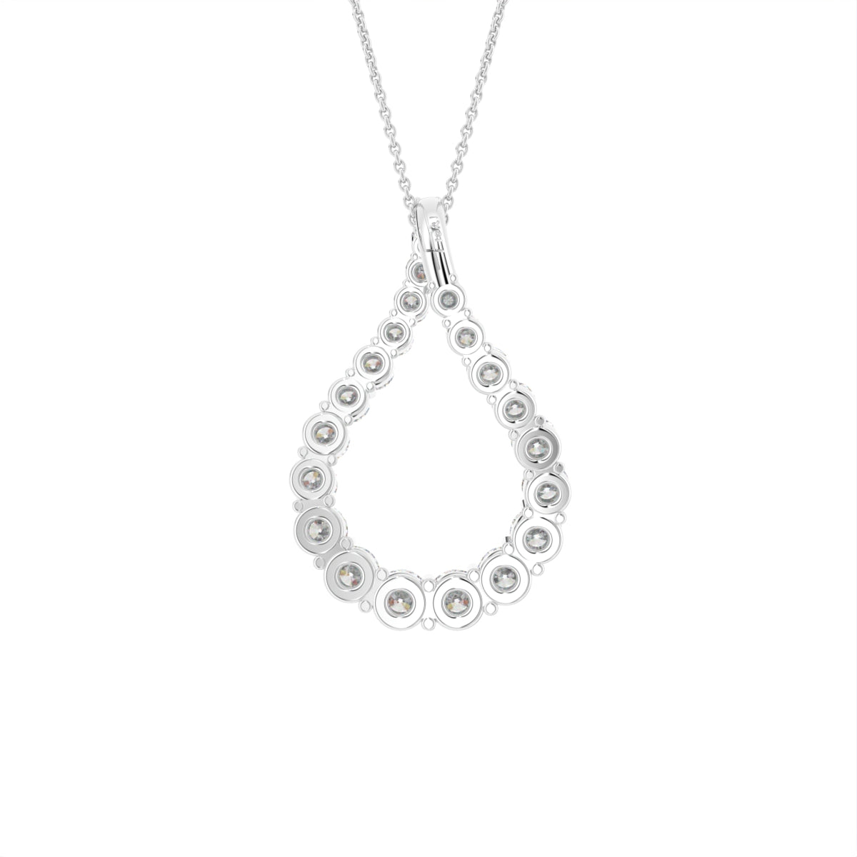 18K Bespoke Pear Round Diamond Pendant — BACK
