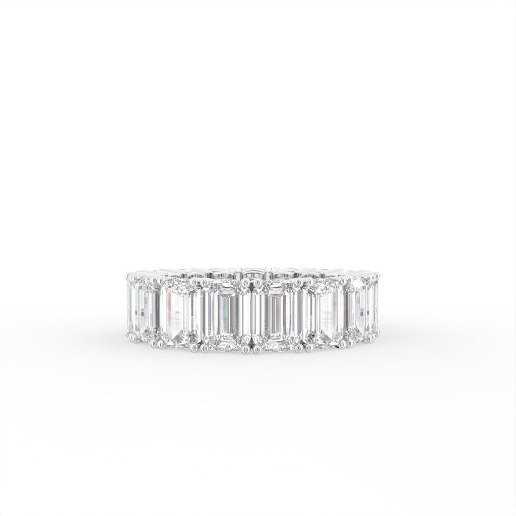 vimg:FJ5127|vimg:FJ5223|14K White Gold Full Eternity Emerald Diamond Ring — TOP