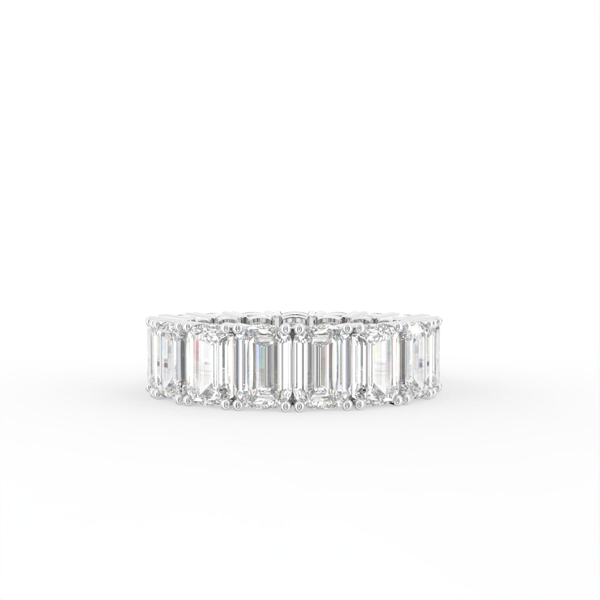 vimg:FJ5127|vimg:FJ5223|14K White Gold Full Eternity Emerald Diamond Ring — TOP
