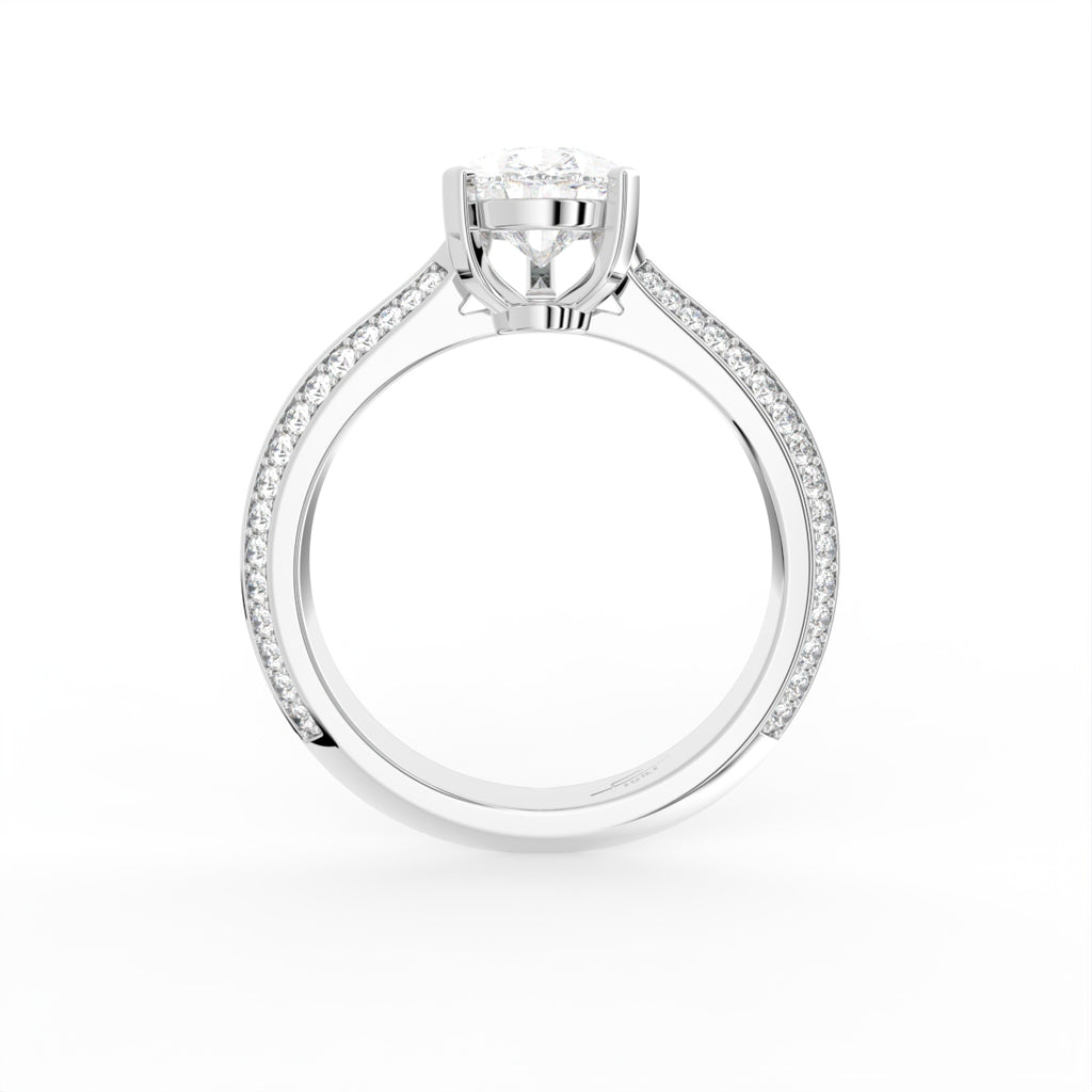 18K Solitaire Pear Diamond Engagement Ring — FRONT