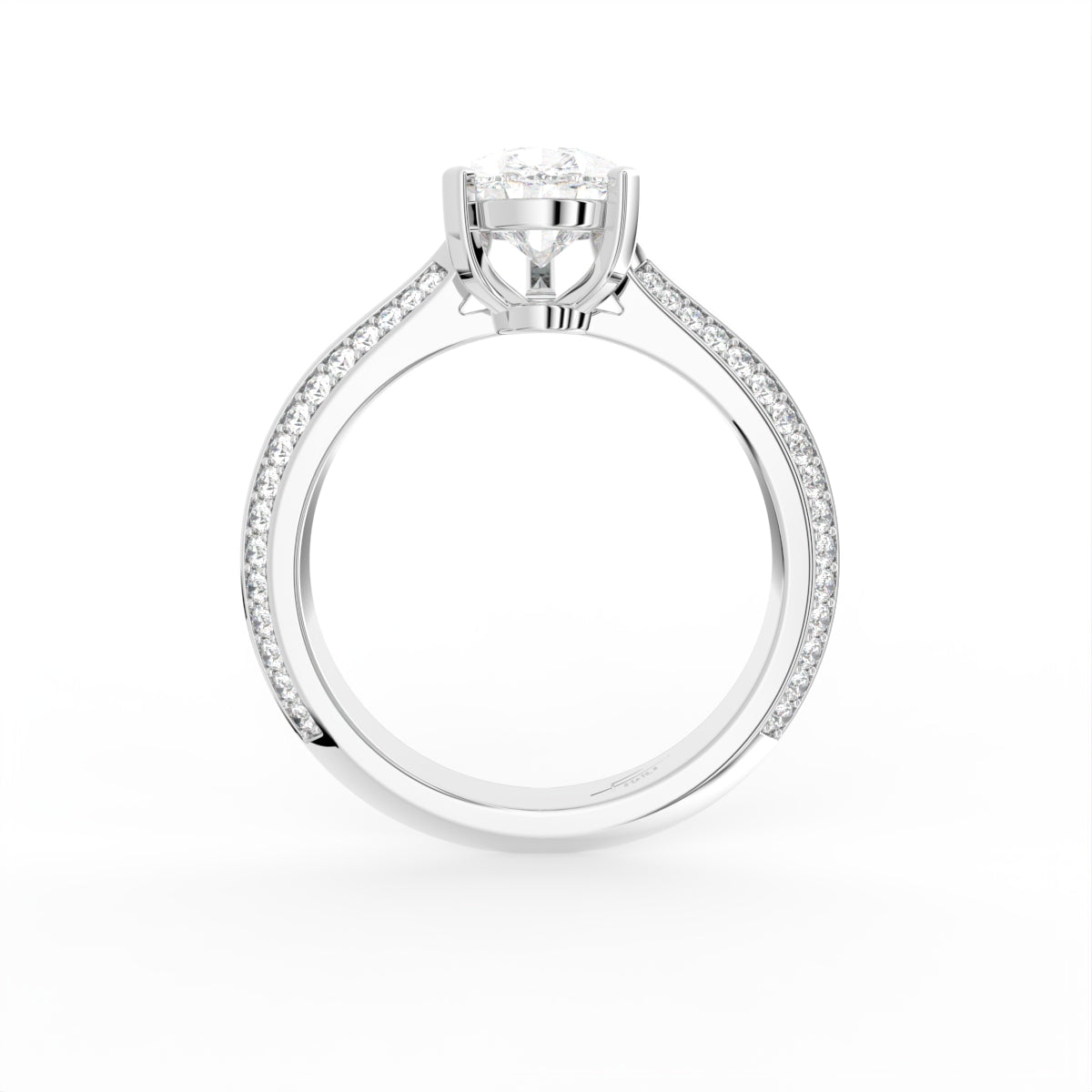 18K Solitaire Pear Diamond Engagement Ring — FRONT