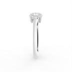 18K White Gold Trilogy Oval Diamond Ring — SIDE