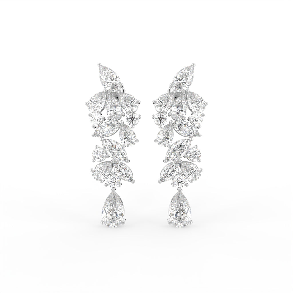 14K White Gold Pear Diamond Earrings — TOP