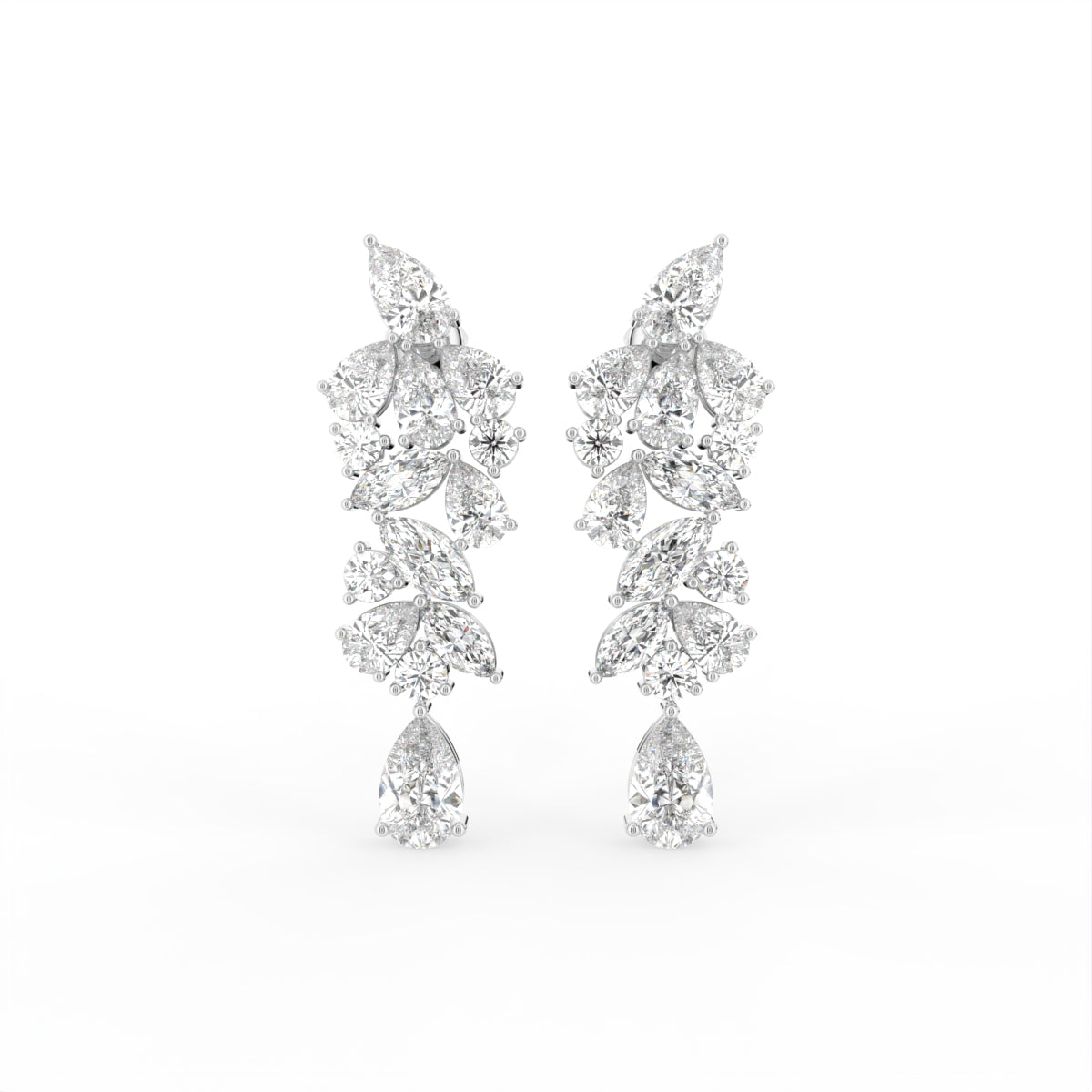 14K White Gold Pear Diamond Earrings — TOP