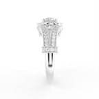 18K Bespoke Halo Round Diamond Ring — SIDE