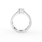 14K White Gold Solitaire Emerald Diamond Ring — FRONT