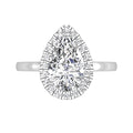 18K Halo Pear Diamond Ring — TOP
