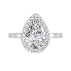 18K Halo Pear Diamond Ring — TOP