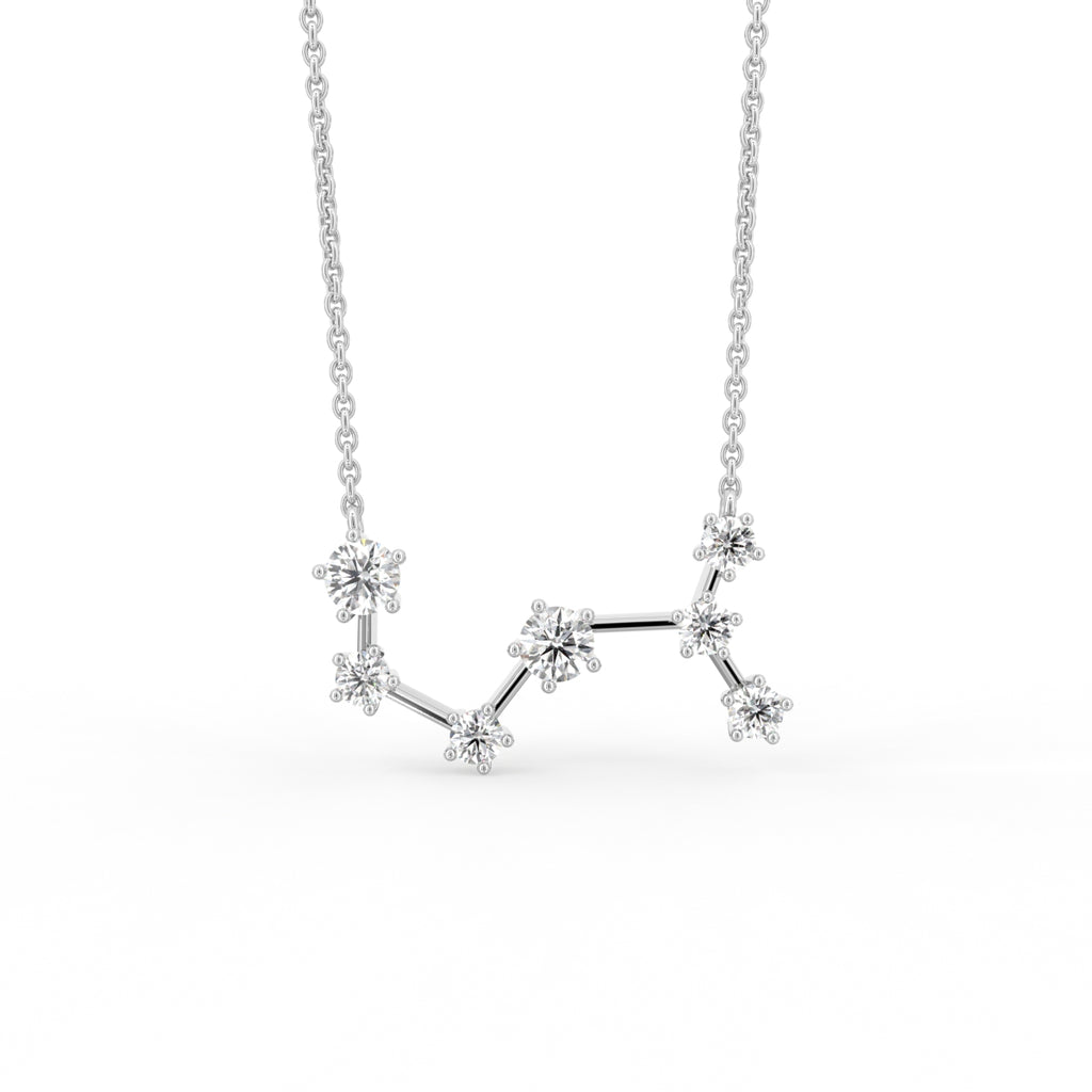 18K Yellow Gold Constellation Round Diamond Pendant — FRONT