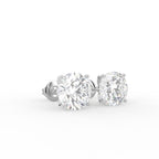 18K Round Solitaire Diamond Earrings — 3D VIEW