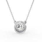 18K Halo Round Diamond Pendant — BACK