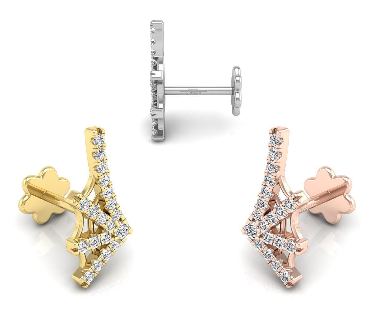 vimg:FJ2674|18K White Gold Web Round Diamond Earrings — 3 COLOR