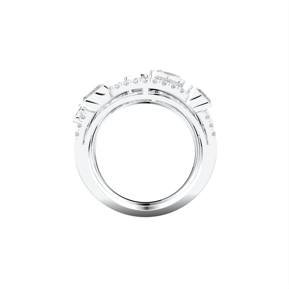 18K Bespoke Round Heart Diamond Ring — FRONT