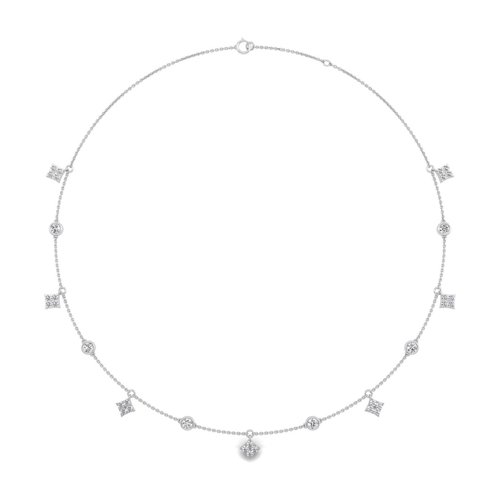 18K Floral Cluster Diamond Necklace — TOP