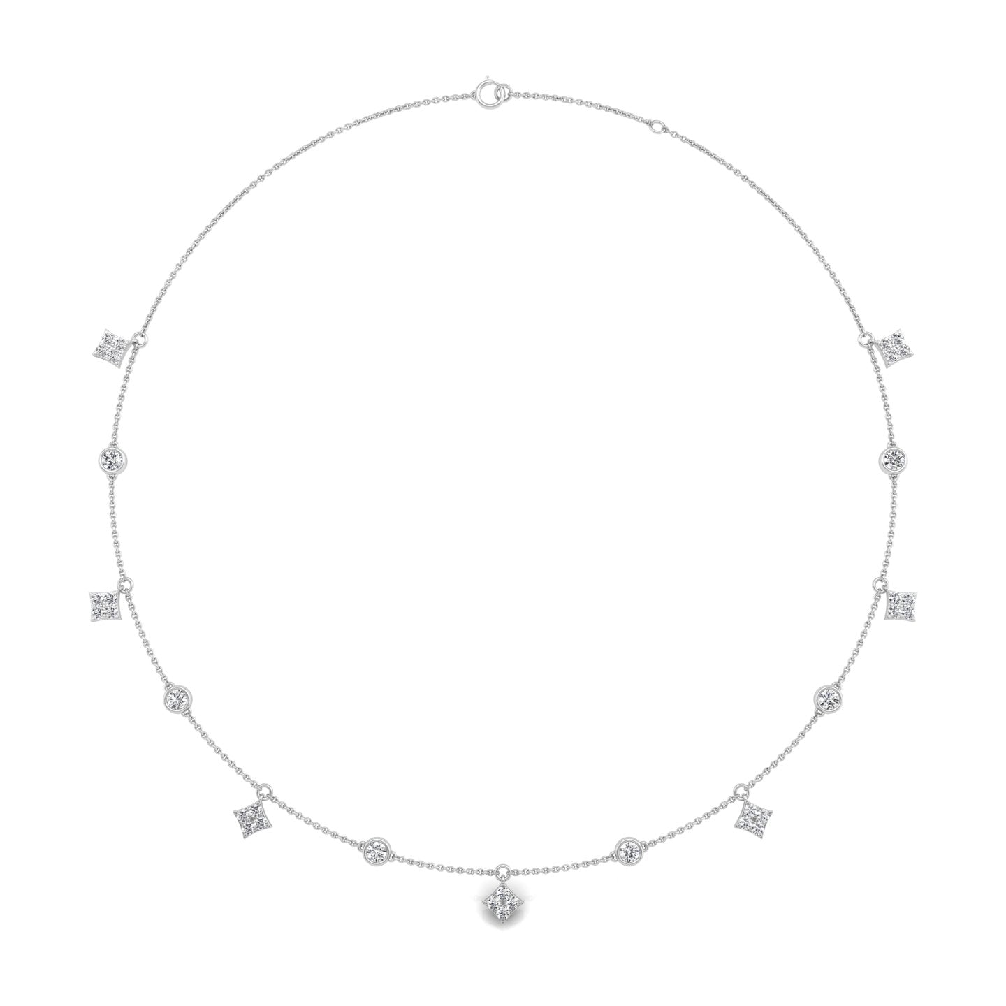 18K Floral Cluster Diamond Necklace — TOP
