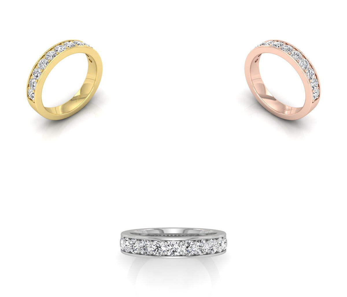18K Eternity Round Diamond Ring — 3 COLOR