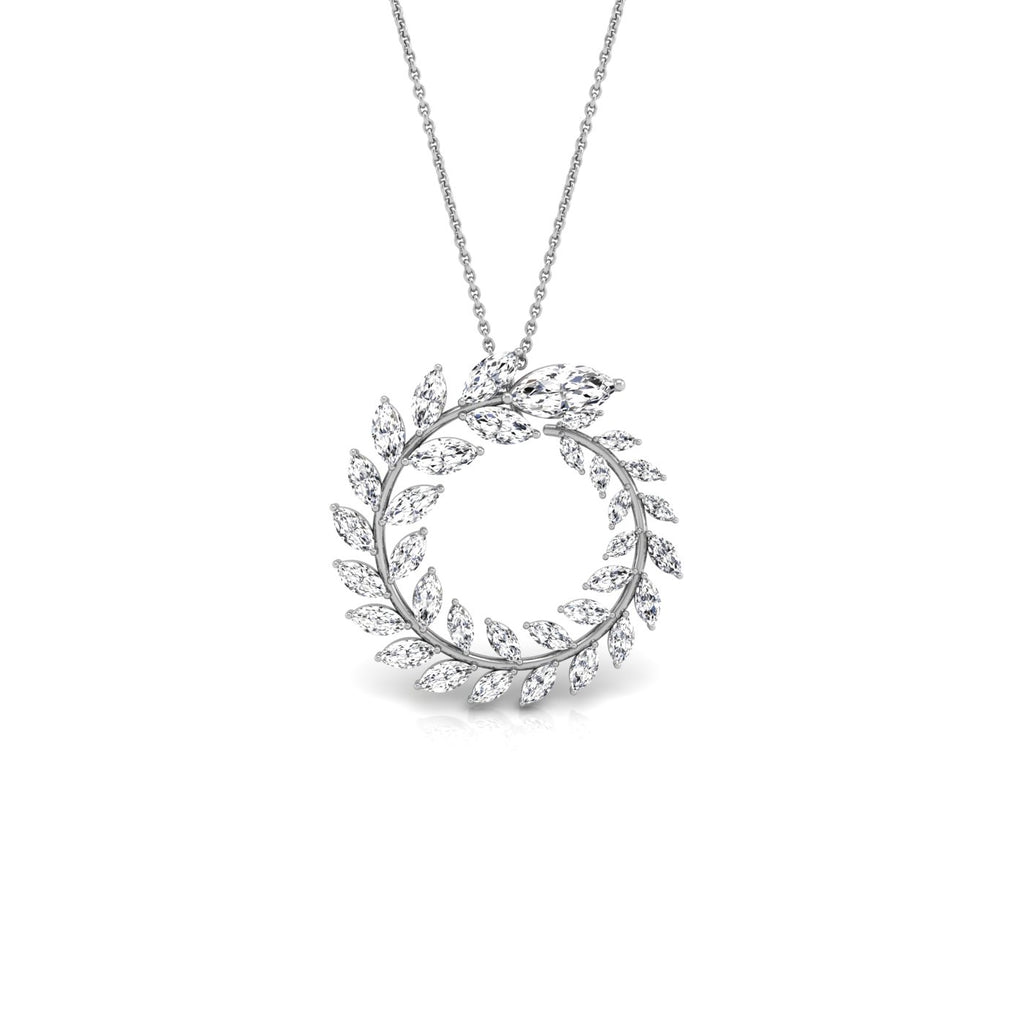 18K Leaf Diamond Pendant — FRONT