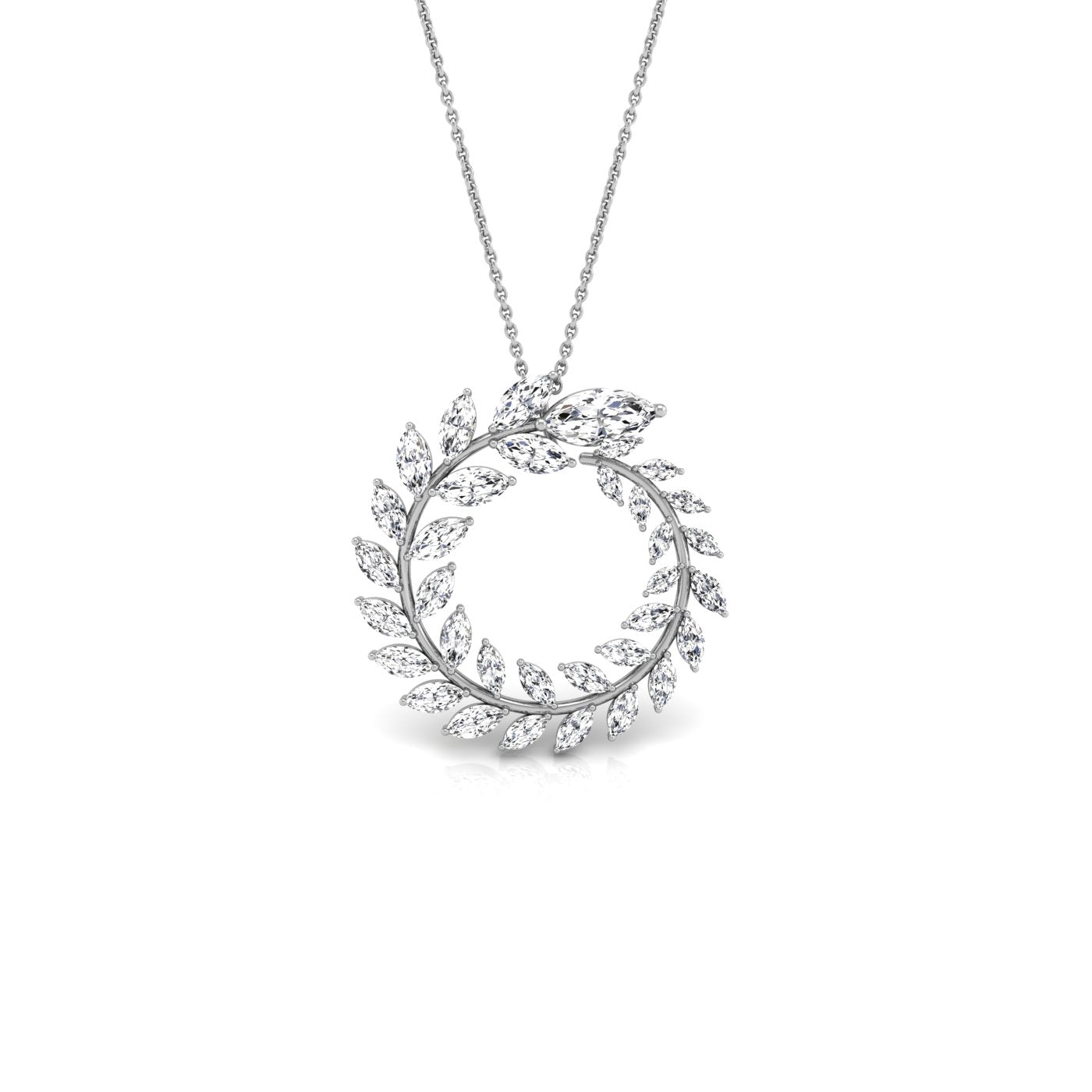 18K Leaf Diamond Pendant — FRONT