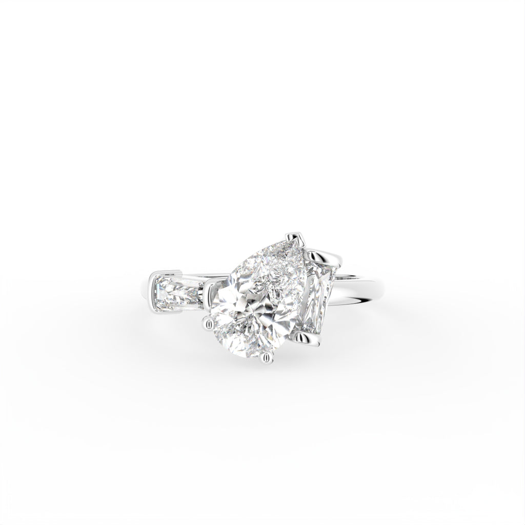 vimg:Z00303|18K White Gold Bespoke Pear Diamond Ring — TOP