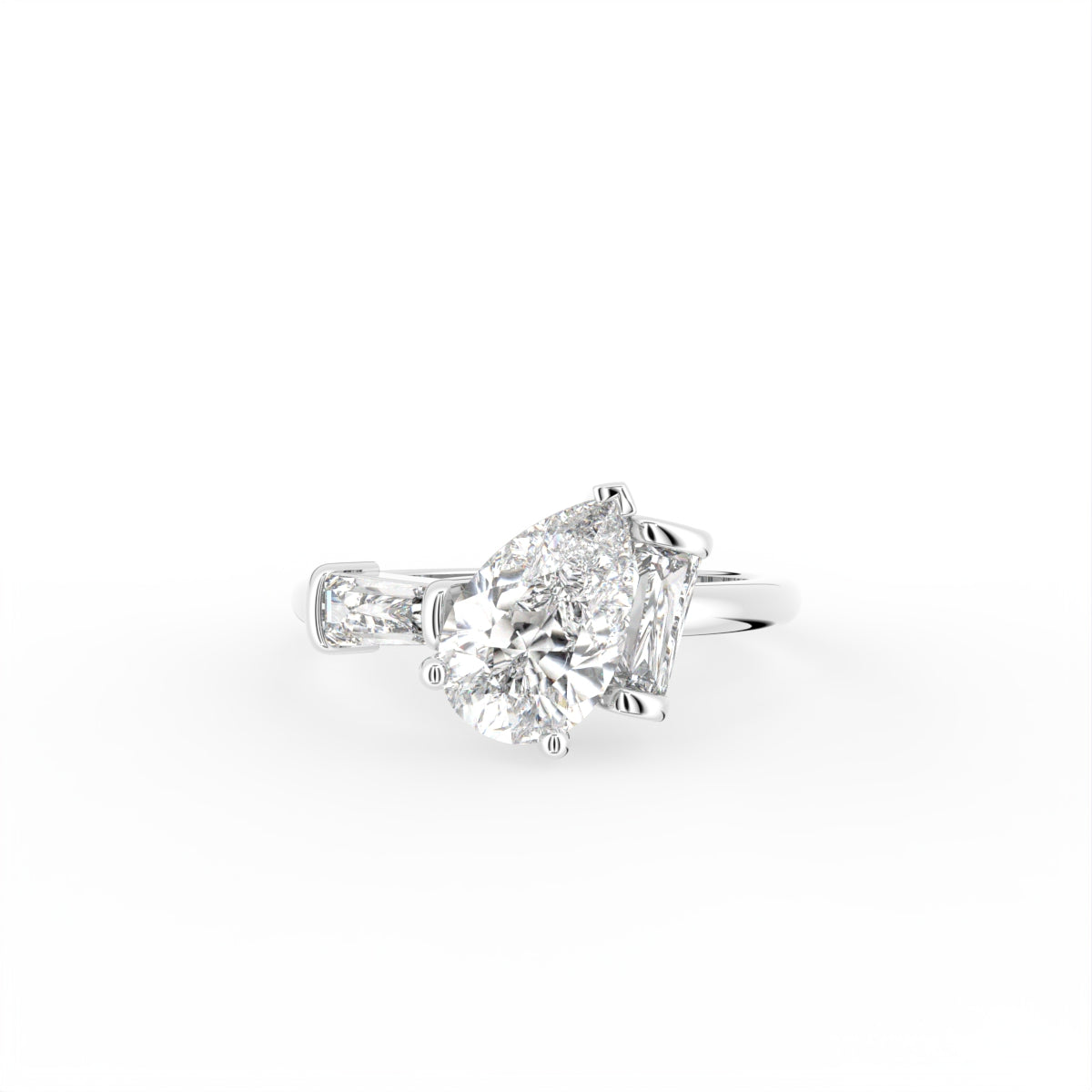 vimg:Z00303|18K White Gold Bespoke Pear Diamond Ring — TOP