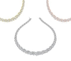 14K White Gold Floral Leaf Diamond Necklace — 3 COLOR