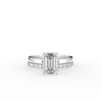 18K Solitaire Emerald Cut Diamond Engagement Ring — TOP