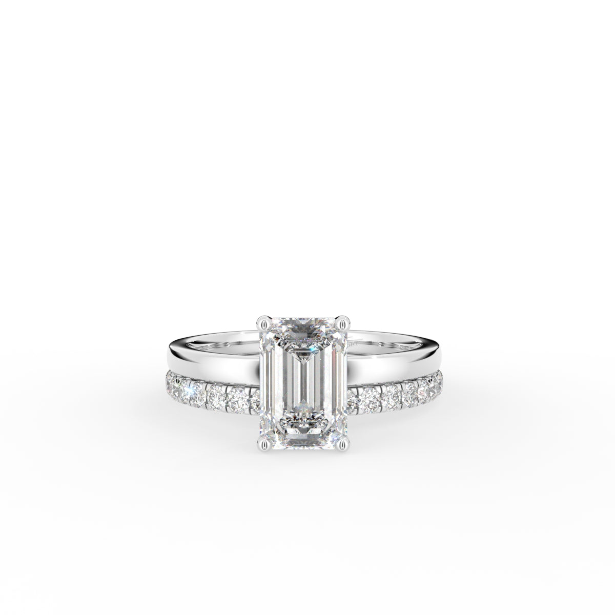 18K Solitaire Emerald Cut Diamond Engagement Ring — TOP